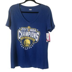 NBA Womens V-Neck Short Sleeve Golden State Warriors 2017 Champion Top Large